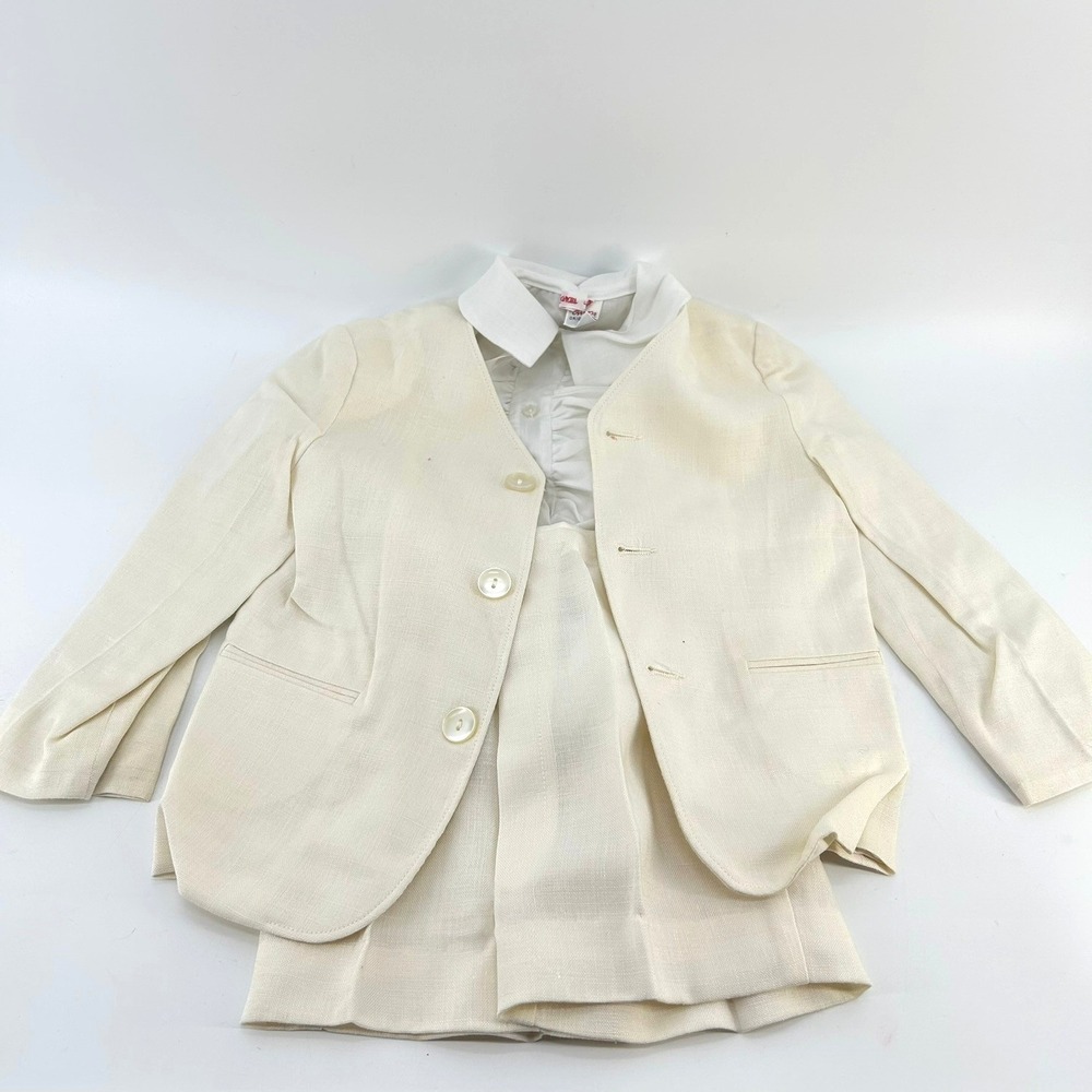 Imp Originals Neiman Marcus Kids 3pc Linen Suit Set Ivory Jacket Shorts Shirt 5